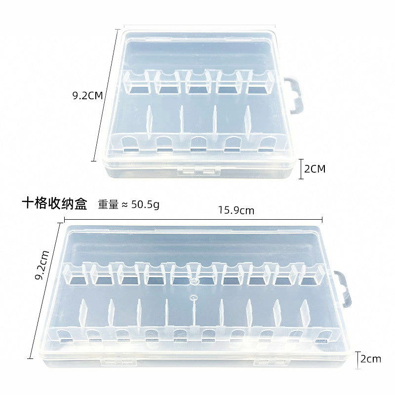 Clear Plastic Tackle Box for Squid Jigs & Lures, 5 or 10 Slot
