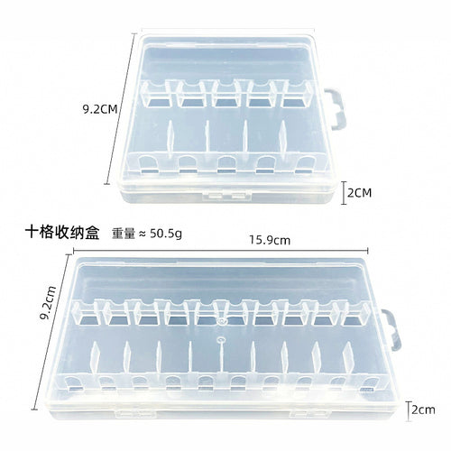 Clear Plastic Tackle Box for Squid Jigs & Lures, 5 or 10 Slot
