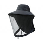 Mesh Face Cover Fishing Sun Hat, Wide Brim, Foldable