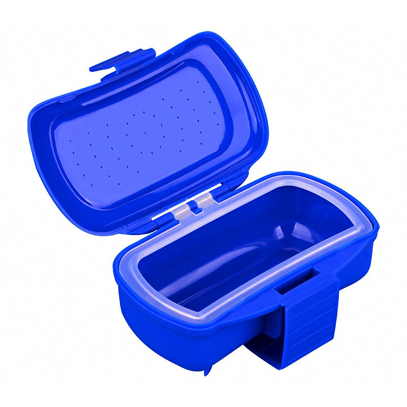 Belt-Hang Live Bait Box, Vented Worm Container, Blue
