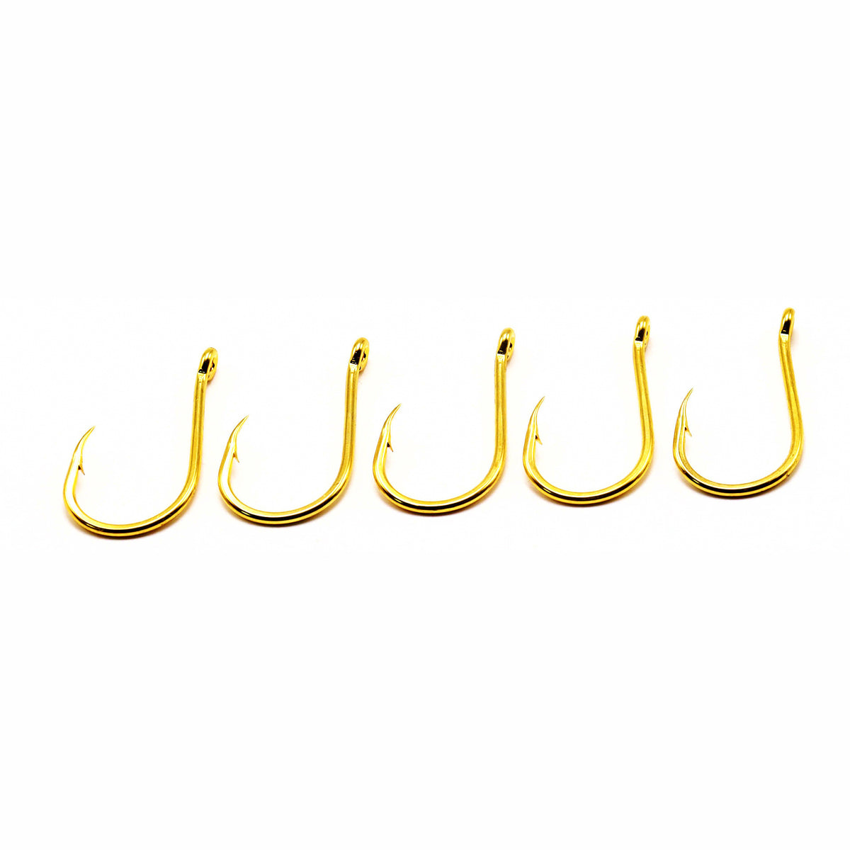 Gold Barbed Fishing Hooks, High-Carbon Steel, Sizes 0.8–15