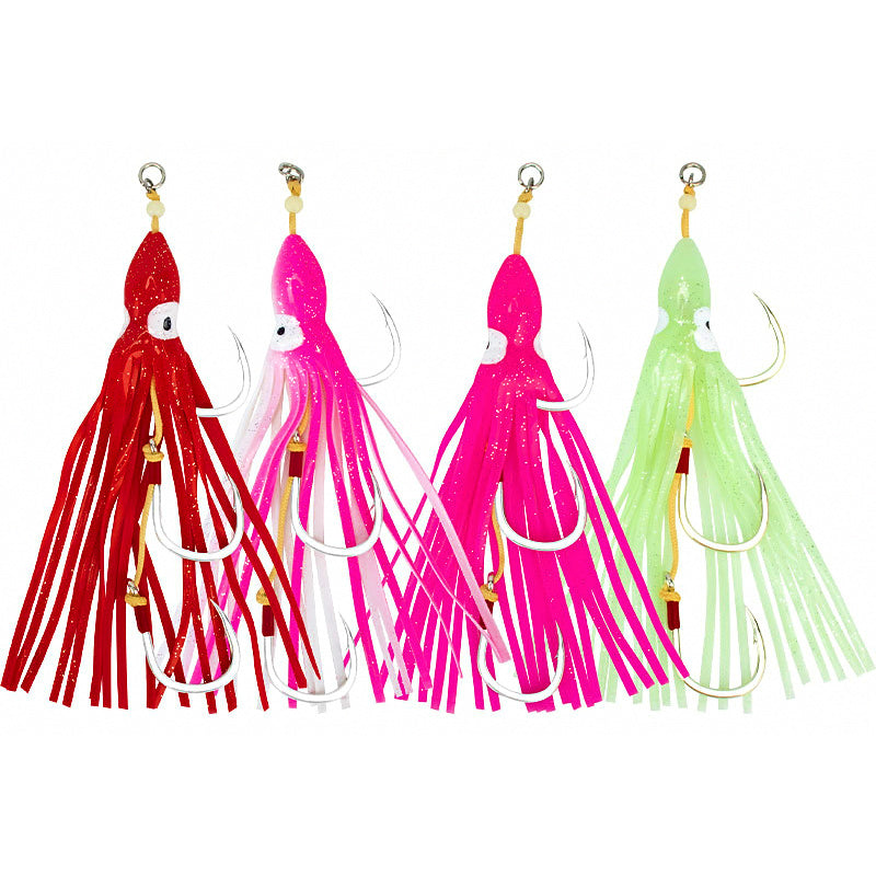 Squid Jig Hook Rig with Octopus Skirt, 5/0 or 7/0