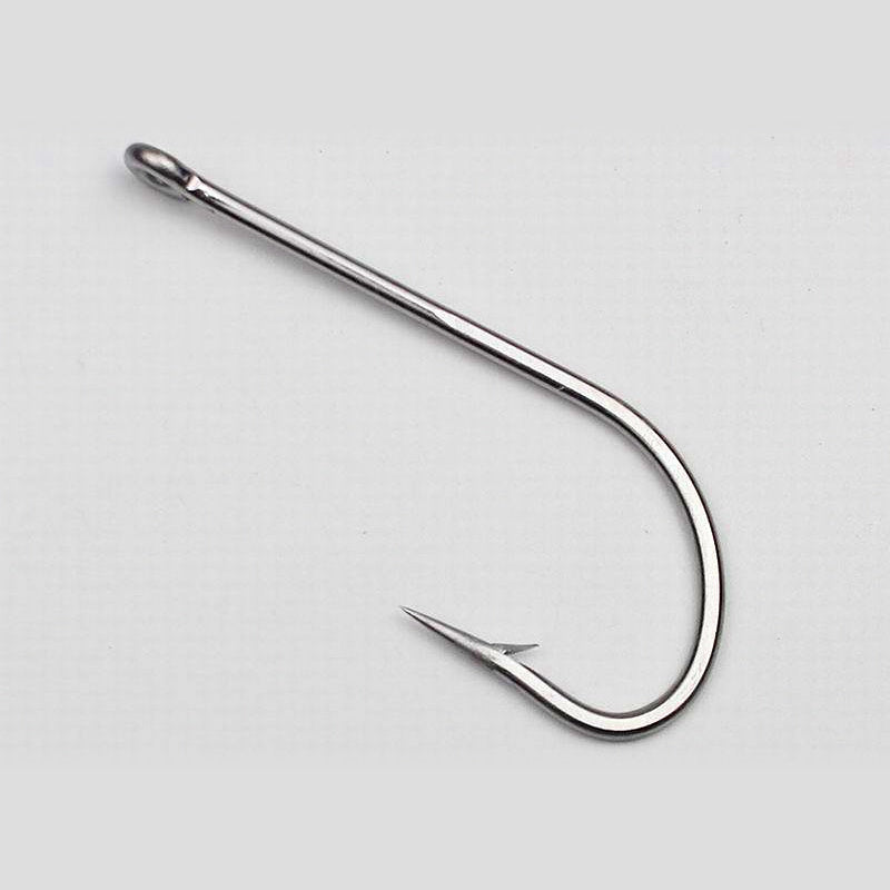 Stainless Steel Barbed Hooks, 100-Pack, Sizes 1/0–10/0
