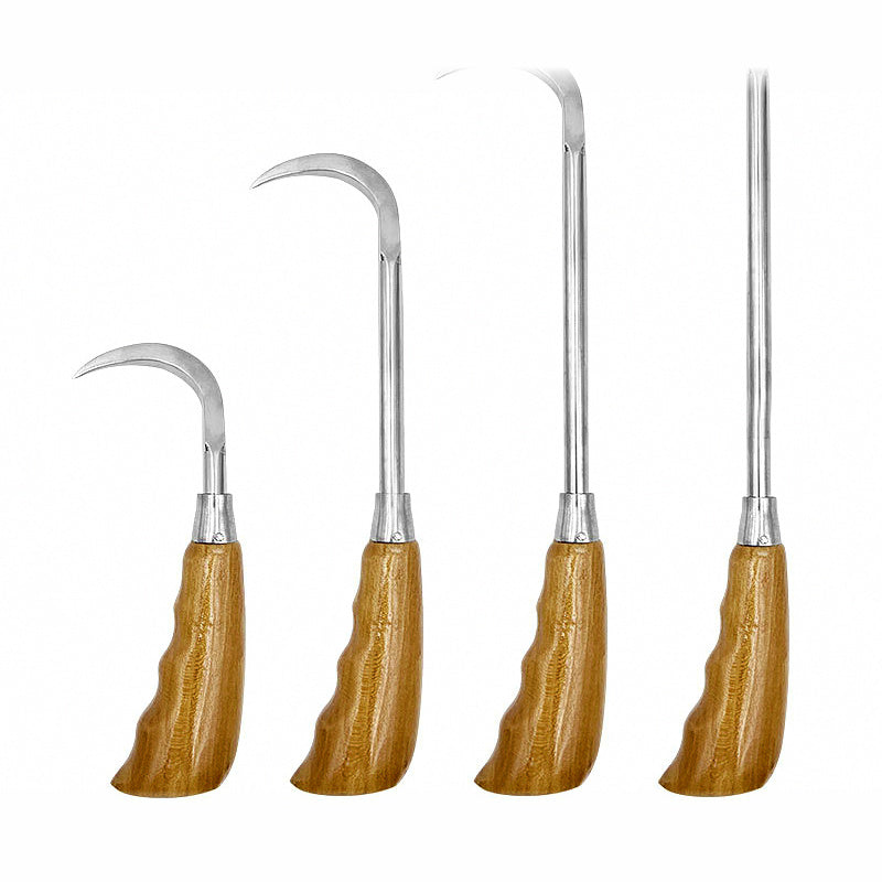 Stainless Steel Fish Gaff Hook with Wood Handle, 16-35 cm
