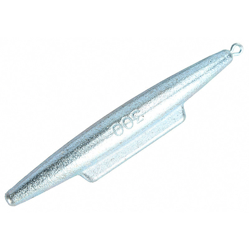 Galvanized Iron Shark Fin Sinkers, 3.5–17.6 oz (100–500 g)