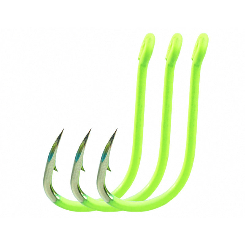 Glow Barbed Saltwater Fishing Hooks, Sizes 5–12