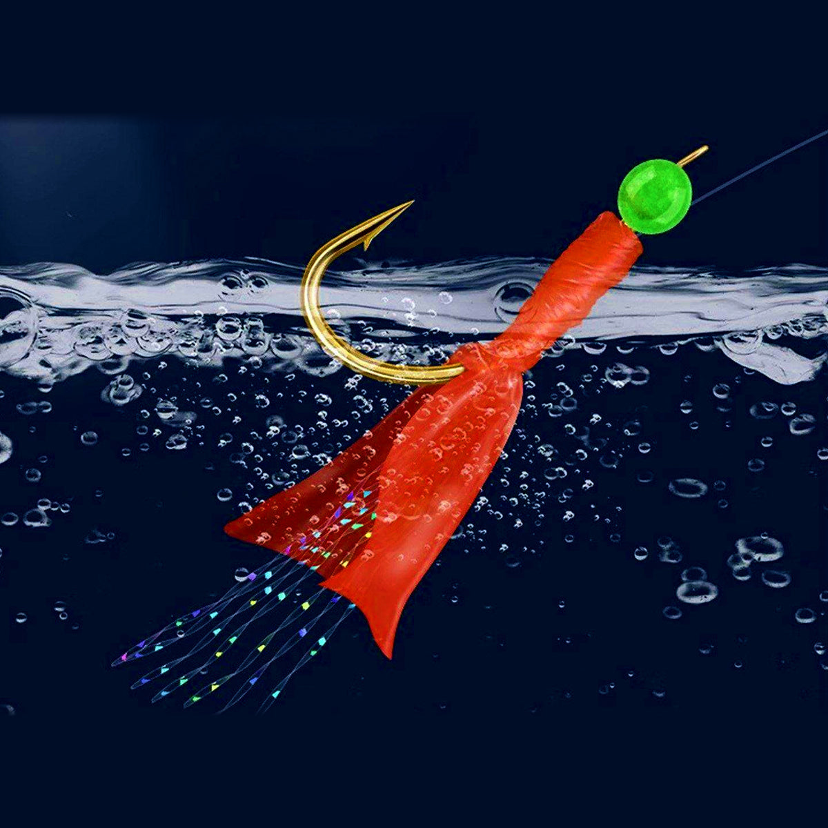 Fish Skin Hook Rig, 6-Hook Bait Rig Set, Optional Sinker