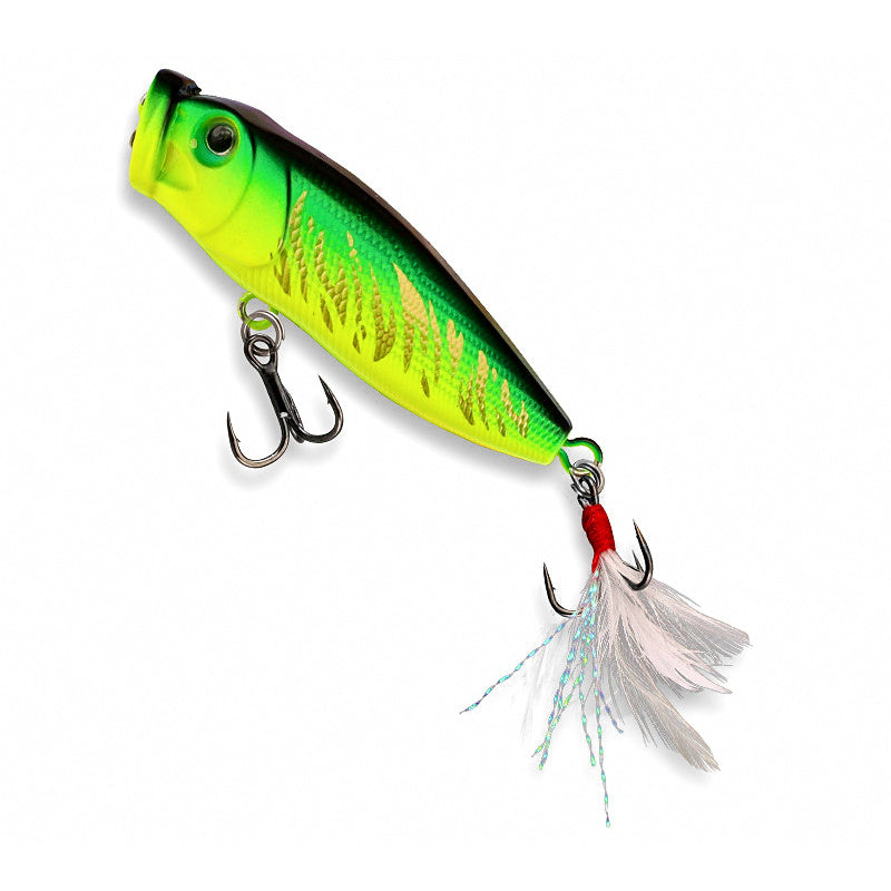 Floating Popper Surface Lure, 9 g (0.32 oz), Feather Treble