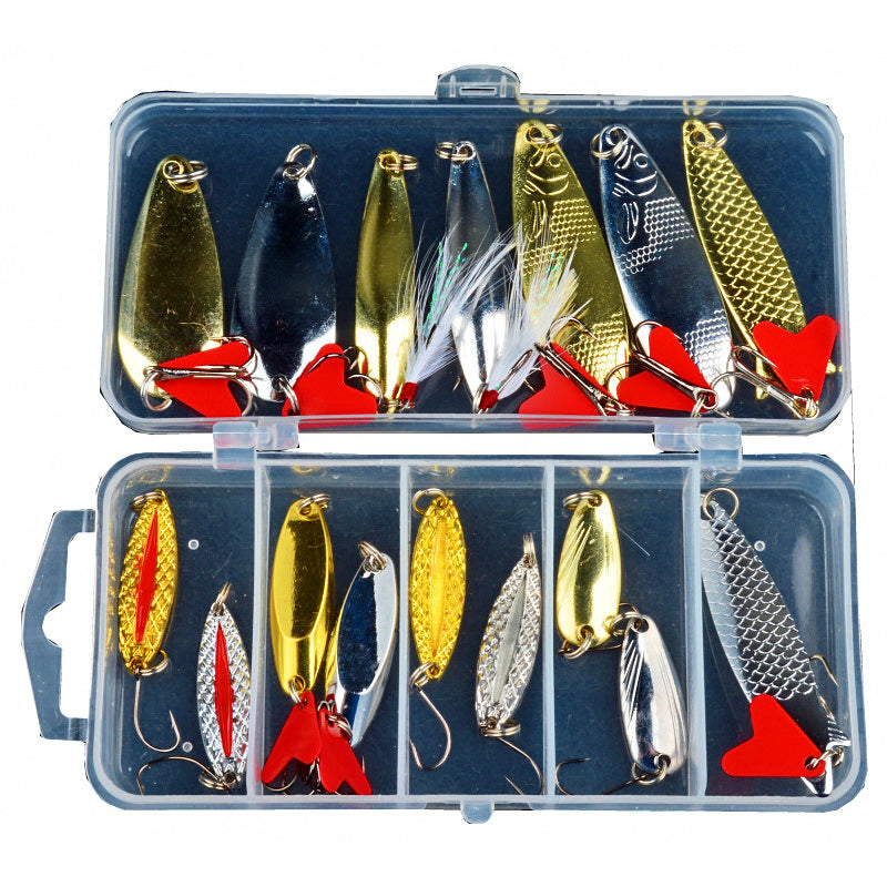 17-Piece Casting Spoon & VIB Lure Set, Single Hook