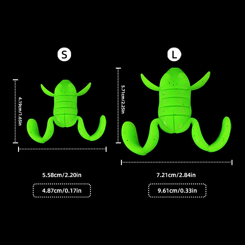 Floating Kicking Frog Soft Bait, 6 Pack, 3.7 & 4.7 cm
