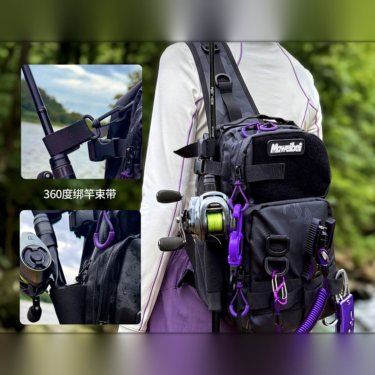 Fishing Sling Bag, Crossbody Waist Pack for Lure Gear