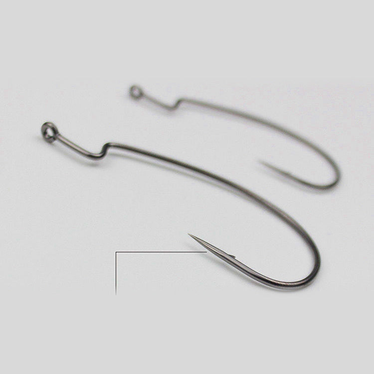 Wide Gap Offset Worm Hooks for Texas Rig, #10–4/0