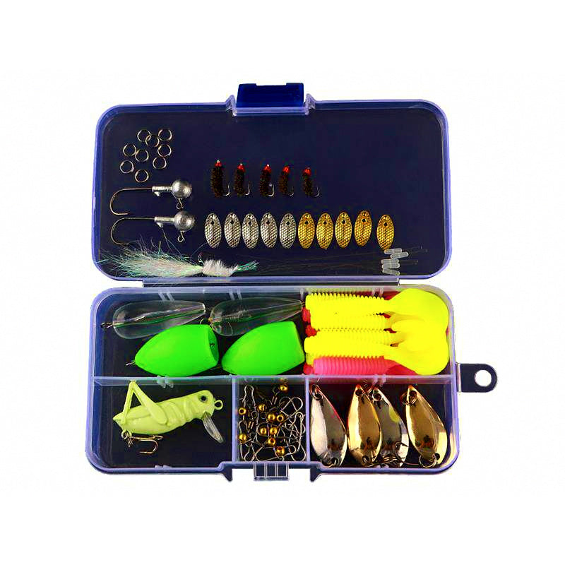 Beginner Lure Fishing Kit, Assorted Hard & Soft Baits, 55–93 pc
