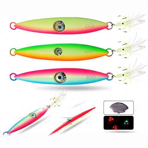 Glow Slow Pitch Jig with LED Eyes, 100–400 g (3.5–14 oz)