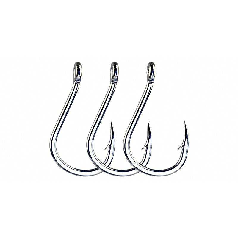 Barbed Single Hook for Metal Jigs, Bright Tin, Size 1–5/0