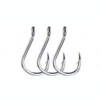 Barbed Single Hook for Metal Jigs, Bright Tin, Size 1–5/0