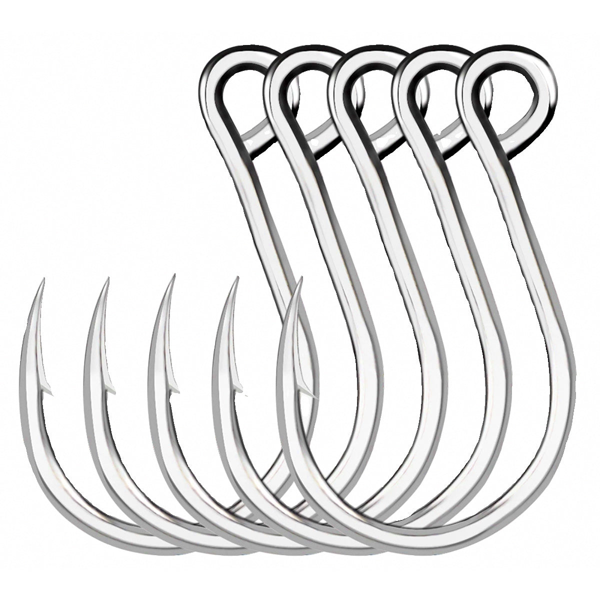 Stainless Steel Barbed Single Hooks, 20 Pack, Size 6 to 11/0
