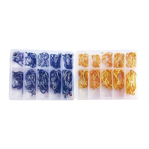 Barbed Eyed Hook Assortment, Size 3–12 (70–500 pcs)
