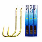 Pre-Tied Double Hook Rigs, Gold Sleeve, Barbed/Barbless