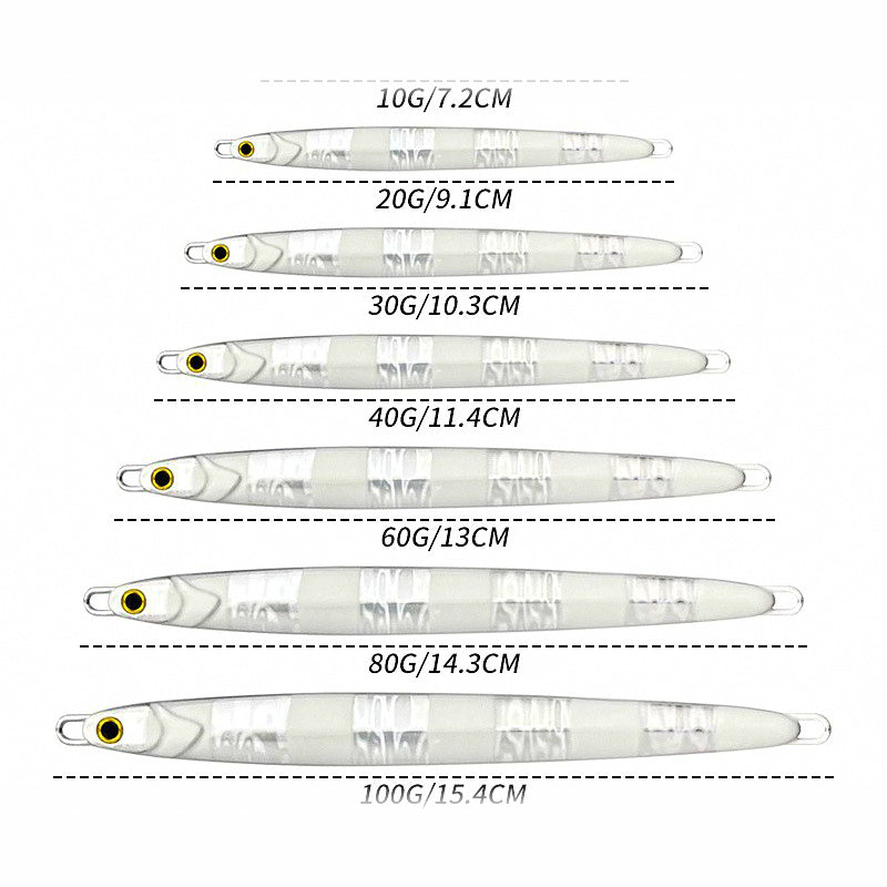 Slim Fast-Sinking Metal Jig, 10–100 g (0.4–3.5 oz)