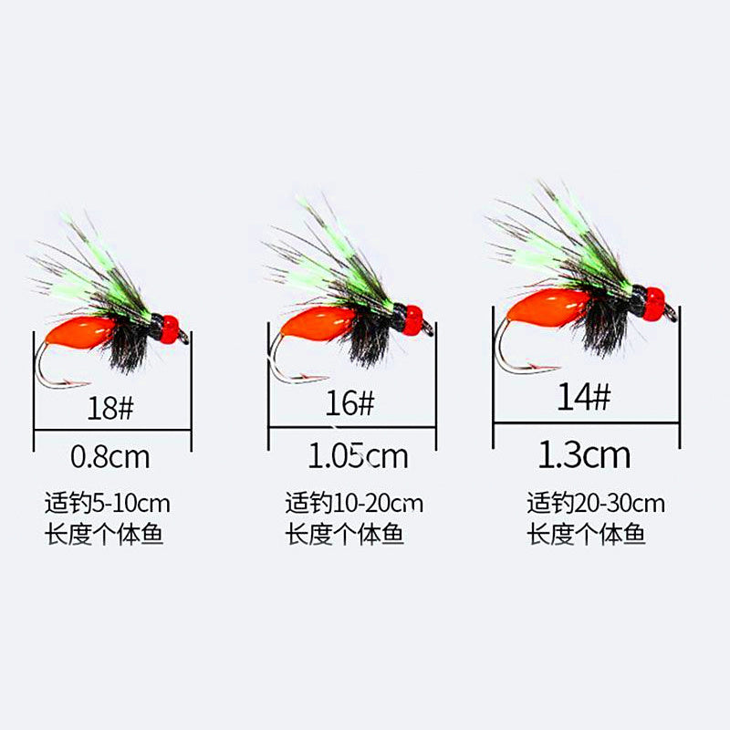 Micro Mosquito Fly Lure Set, Sizes 14, 16, 18