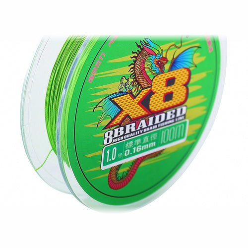 8-Strand Braided PE Line, 100 m (109 yd), Red or Green