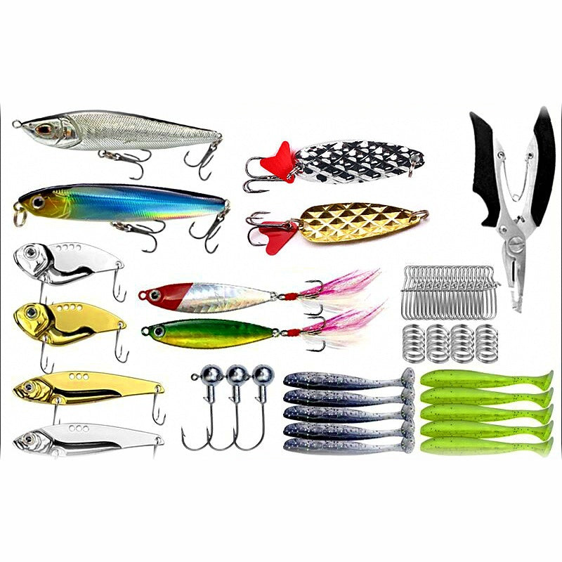 Assorted Fishing Lure Kit: Minnows, Frogs, Spoons, Soft Baits