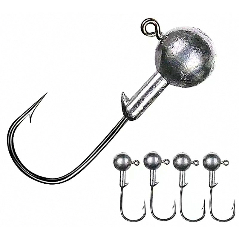 Jig Head Hooks with T-Tail Grubs, 20 pc, 0.8–20 g (0.03–0.7 oz)