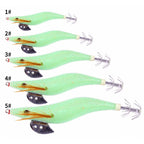 Wooden Shrimp Squid Jig, Glow, 8–15.5 cm (3.1–6.1 in)