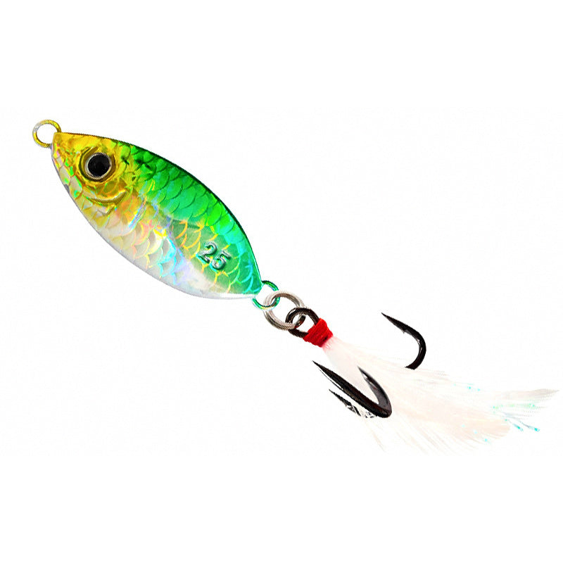 Casting Jig Spoon with Feather Hook, 3–40 g (0.1–1.4 oz)
