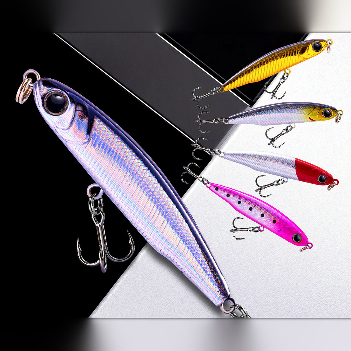 Mini Sinking Pencil Lure, 5-Pc Mixed Box, 3–8 g (0.11–0.28 oz)