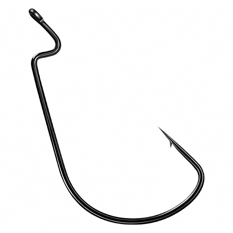 Wide Gap Offset Worm Hook, Black Nickel High Carbon Steel