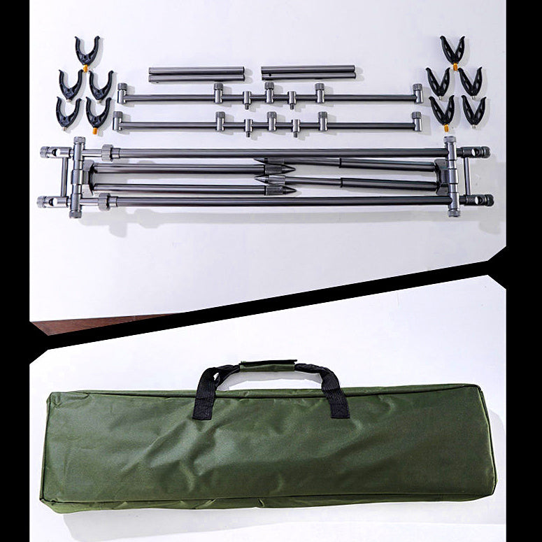 Carp Rod Pod, 5-Rod Double Crossbar Aluminum Alloy Stand