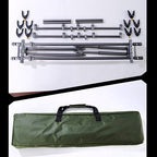 Carp Rod Pod, 5-Rod Double Crossbar Aluminum Alloy Stand