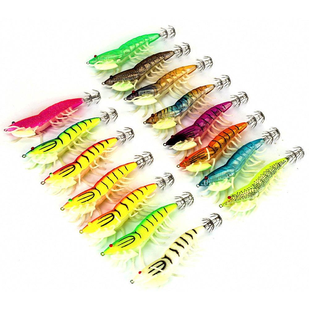 Glow Wooden Shrimp Squid Jig, 3.5#, 22 g (0.8 oz), 12 cm