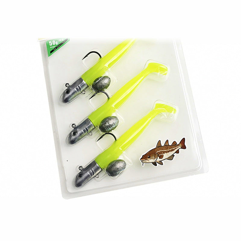 T-Tail Soft Bait Jig Head Set, 50 g (1.8 oz) + 30 g (1.1 oz)
