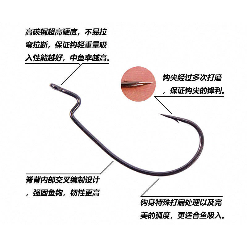 Extra Strong Offset Worm Hooks, Bulk, Sizes 4 to 4/0