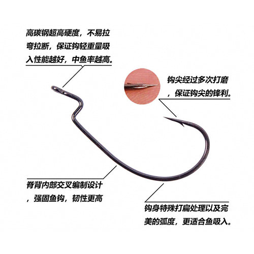 Extra Strong Offset Worm Hooks, Bulk, Sizes 4 to 4/0