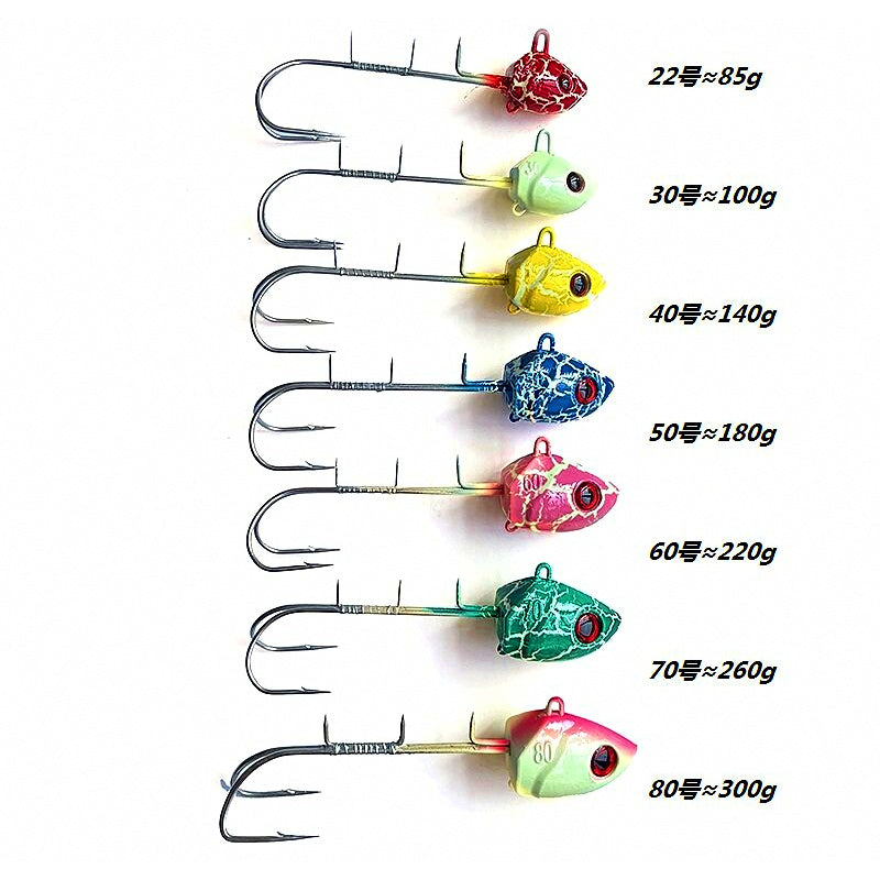 Glow Lead Head Jig with Hooks, 85–300 g (3–10.6 oz)