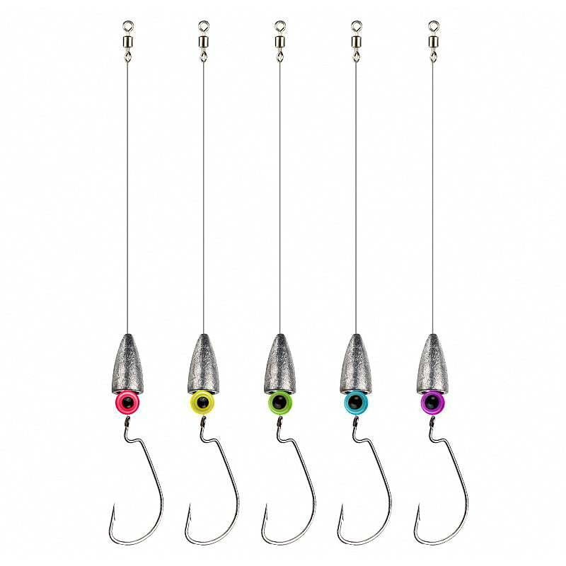 Pre-Tied Texas & Drop Shot Rig Kit, Bullet Weight, Soft Bait