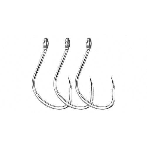Barbed Big Game Saltwater Hook, Bright Tin, Sizes 1–5/0