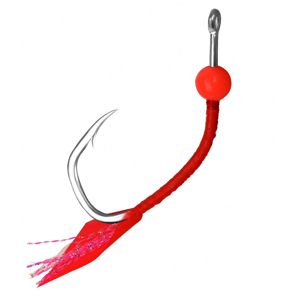 Sea Bass Fish Skin Hooks, UV & Glow Colors, 8-Pack