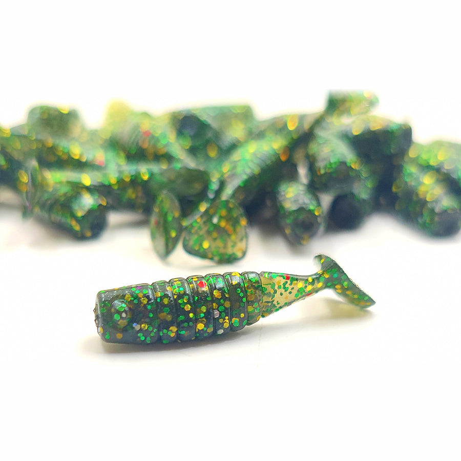 Mini Ribbed T-Tail Grub Soft Baits, 3–4 cm (1.2–1.6 in)