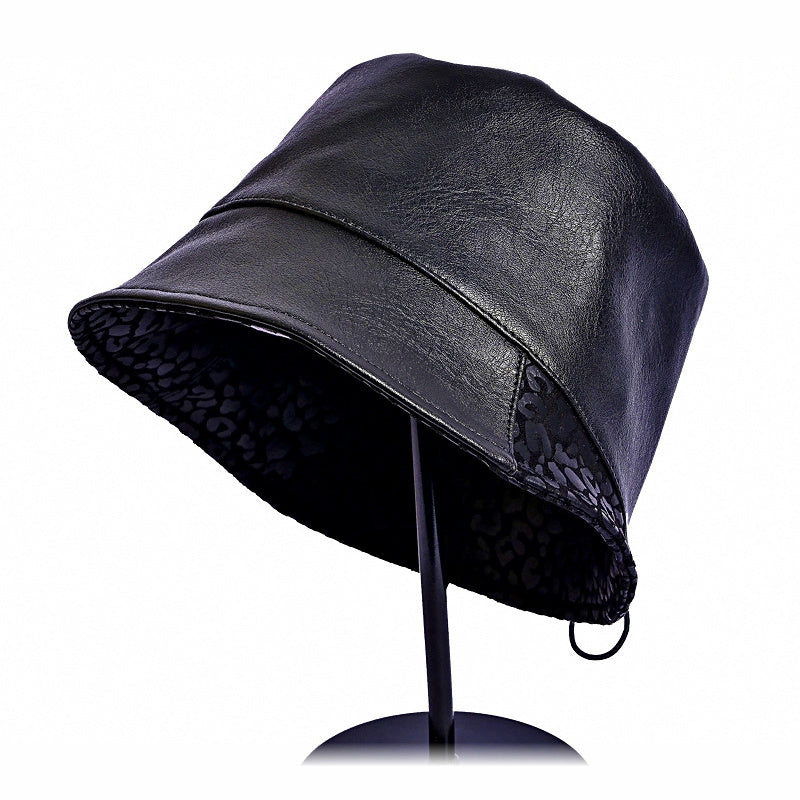 Leopard Print Bucket Hat, Polyester, Adjustable One Size
