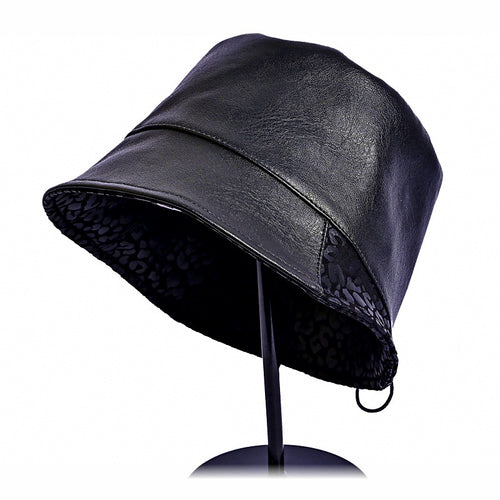 Leopard Print Bucket Hat, Polyester, Adjustable One Size