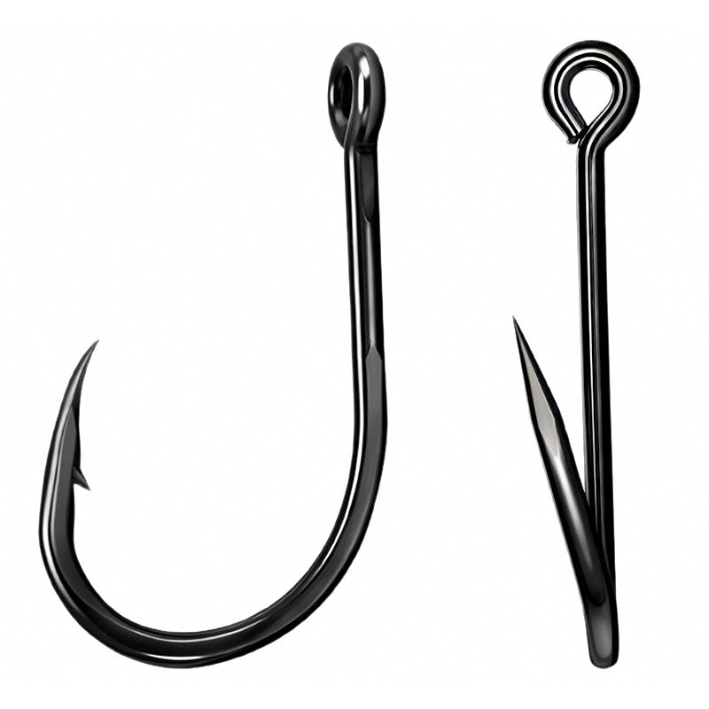 Offset Single Jig Hook, High Carbon Steel, Black Nickel, Barbed