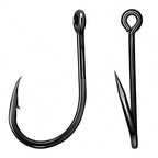 Offset Single Jig Hook, High Carbon Steel, Black Nickel, Barbed