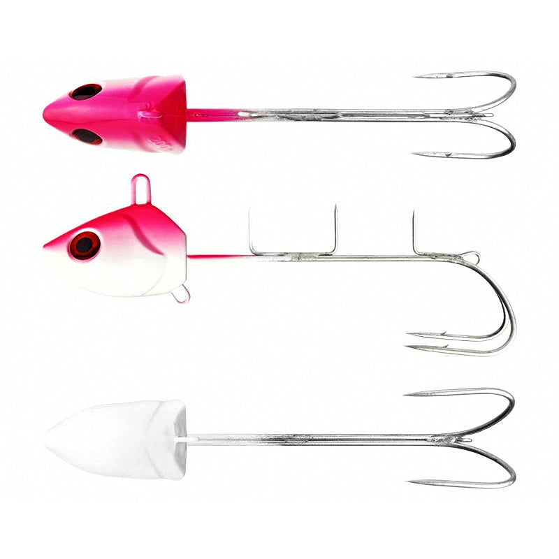 Pink Lead Head Jig with Double Hooks, 30–300 g (1–10.6 oz)