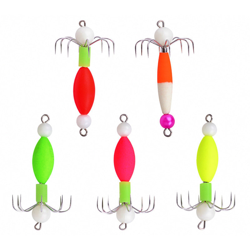Glow Squid Jig, 8-Prong Single-Tier Barbless, Size 10