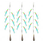 Rainbow Fish Skin Sabiki Rig, 6 Hooks per Rig